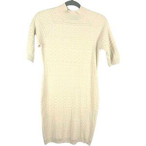 Say What Knit Sweater Dress Beige high neck BodyCon Fitted Womens Large